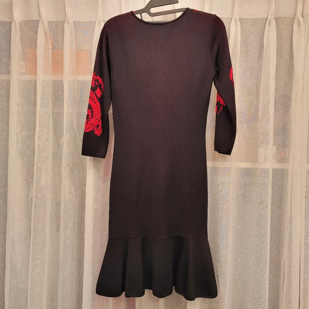 Roberto Cavalli Bodycon Long Sleeve Sweater Dress Black & Red Size XS - Picture 3 of 17